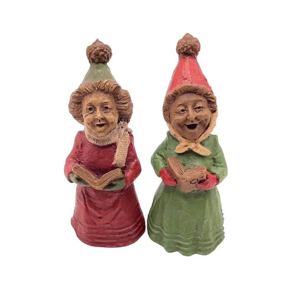 Set Of 2 Tom Clark 1987 Christmas‎ Caroling Gnomes Red Green # 62 & 72 Figurines